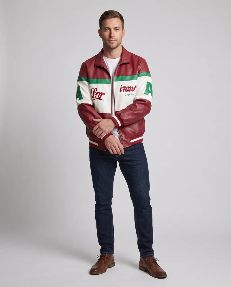 Herren College-Bomberjacke im Retro-Blockdesign mit Stehkragen und Reißverschluss Nord Taschen