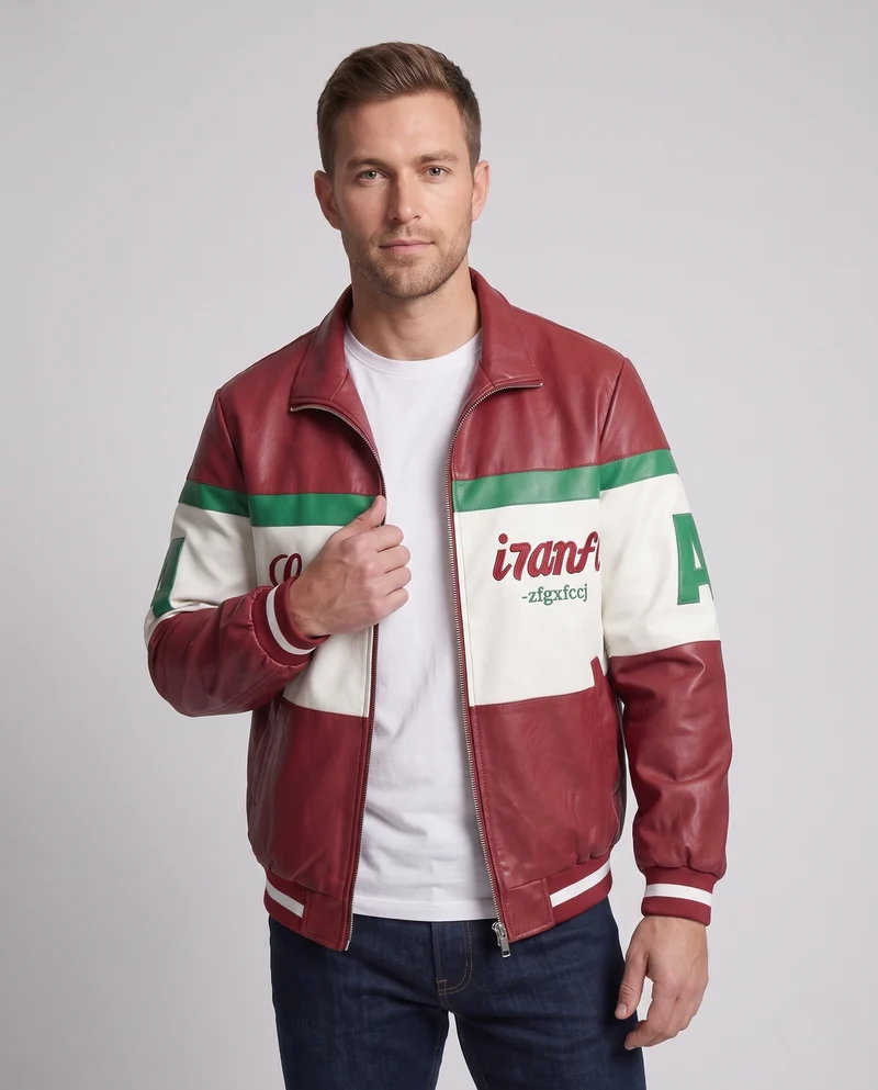 Herren College-Bomberjacke im Retro-Blockdesign mit Stehkragen und Reißverschluss Nord Taschen