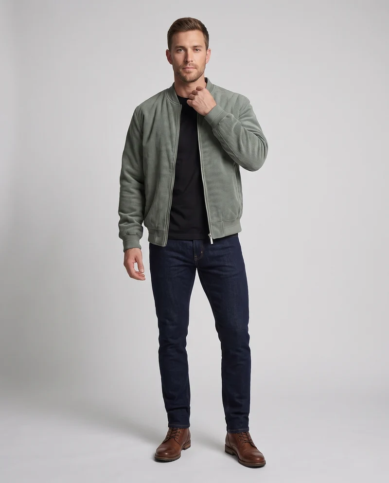 Herren Cord-Blouson mit gesteppter Thermo-Innenfütterung und Rippbündchen Nord Taschen