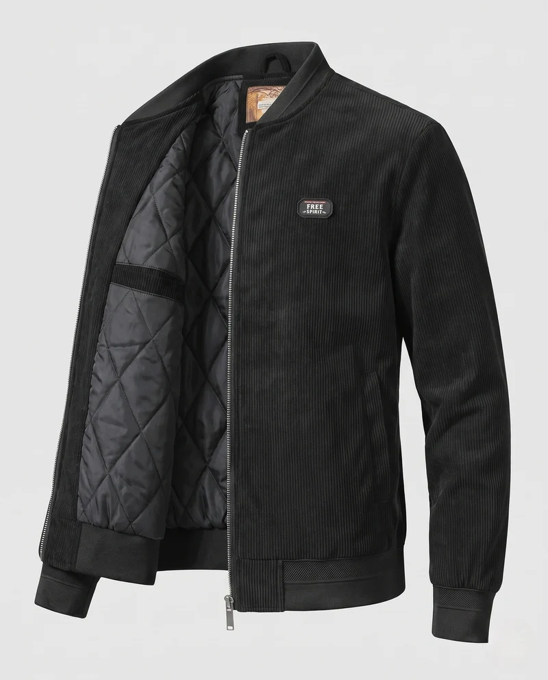 Herren Cord-Blouson mit gesteppter Thermo-Innenfütterung und Rippbündchen Nord Taschen