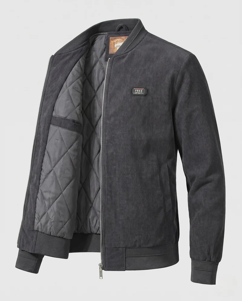 Herren Cord-Blouson mit gesteppter Thermo-Innenfütterung und Rippbündchen Nord Taschen