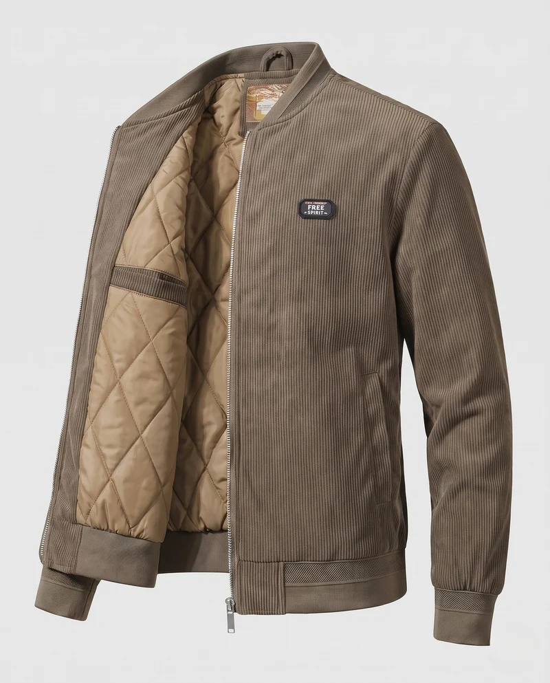 Herren Cord-Blouson mit gesteppter Thermo-Innenfütterung und Rippbündchen Nord Taschen