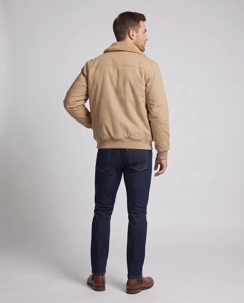 Herren Desert-Utility-Bomber mit gesteppter Thermofütterung und Faux-Fell-Kragen Nord Taschen