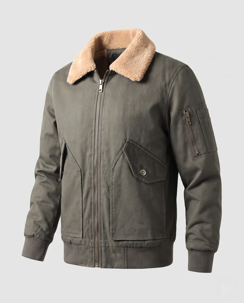 Herren Desert-Utility-Bomber mit gesteppter Thermofütterung und Faux-Fell-Kragen Nord Taschen