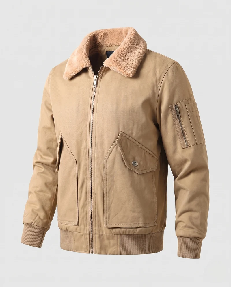 Herren Desert-Utility-Bomber mit gesteppter Thermofütterung und Faux-Fell-Kragen Nord Taschen