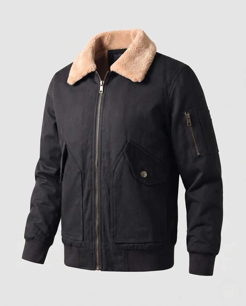 Herren Desert-Utility-Bomber mit gesteppter Thermofütterung und Faux-Fell-Kragen Nord Taschen