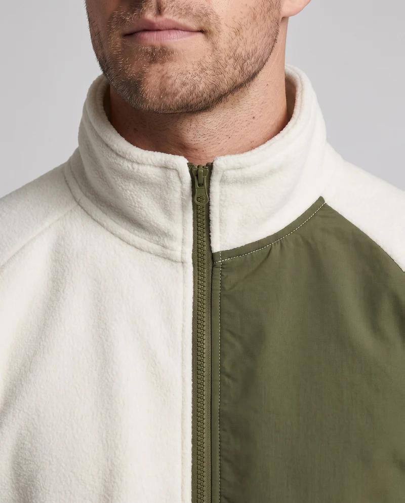 Herren Fleecejacke mit Nylonkontrastpaneel, Stehkragen und durchgehendem Reißverschluss Nord Taschen