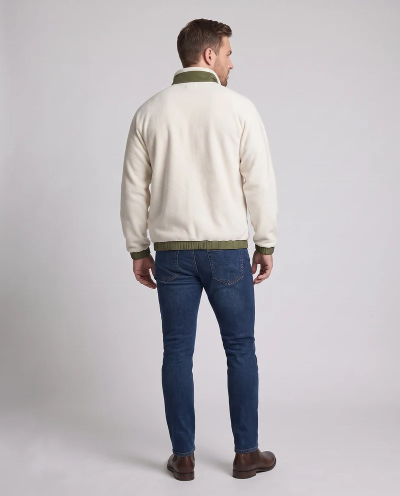 Herren Fleecejacke mit Nylonkontrastpaneel, Stehkragen und durchgehendem Reißverschluss Nord Taschen