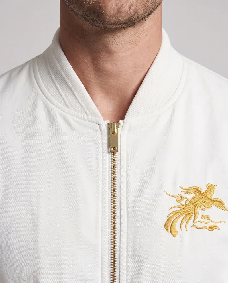 Herren Leichte Bomberjacke mit goldbesticktem Emblem und Reißverschlusstaschen Nord Taschen