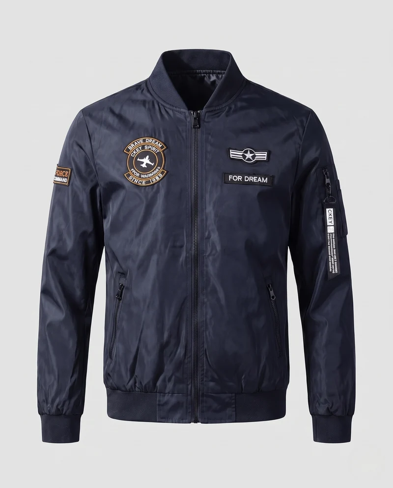 Herren Leichte Flieger-Bomberjacke mit Patch-Details, Ärmeltasche und wasserabweisender Nylonoberfläche Nord Taschen