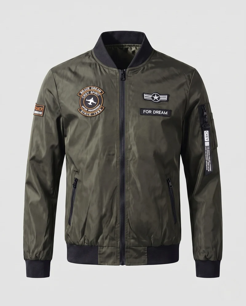 Herren Leichte Flieger-Bomberjacke mit Patch-Details, Ärmeltasche und wasserabweisender Nylonoberfläche Nord Taschen