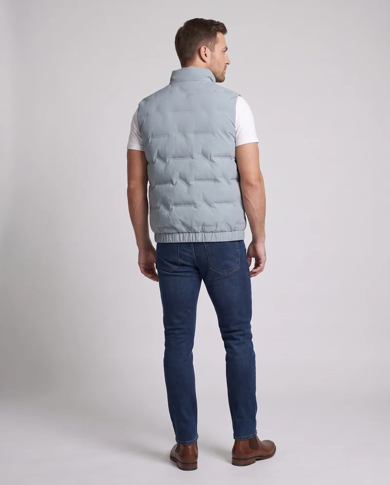 Herren Leichte gesteppte Daunenweste mit hohem Stehkragen und elastischem Saum Nord Taschen
