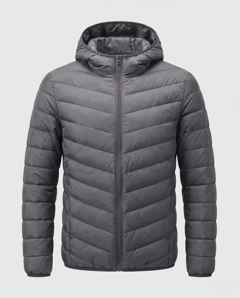 Herren Leichte gesteppte Kapuzen-Quiltjacke mit Chevron‑Steppung und winddichter Außenlage Nord Taschen
