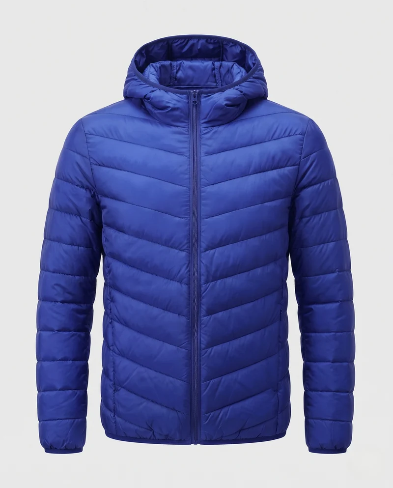 Herren Leichte gesteppte Kapuzen-Quiltjacke mit Chevron‑Steppung und winddichter Außenlage Nord Taschen