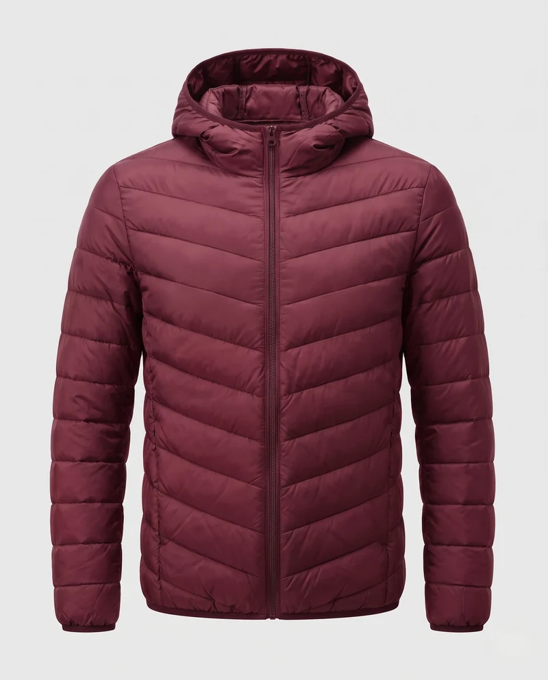 Herren Leichte gesteppte Kapuzen-Quiltjacke mit Chevron‑Steppung und winddichter Außenlage Nord Taschen