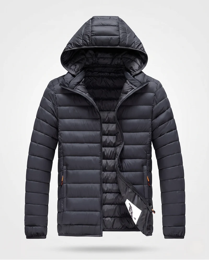 Herren Leichte gesteppte Kapuzenjacke mit Thermoisolierung und windabweisender Mikrofaser Nord Taschen