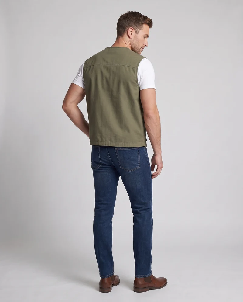 Herren Leichte Outdoor-Utilityweste aus robustem Canvas mit Mesh‑Futter und Multifunktions‑Taschen Nord Taschen