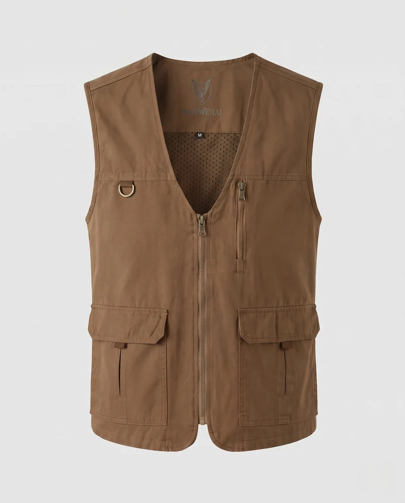Herren Leichte Outdoor-Utilityweste aus robustem Canvas mit Mesh‑Futter und Multifunktions‑Taschen Nord Taschen