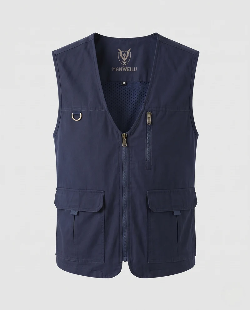 Herren Leichte Outdoor-Utilityweste aus robustem Canvas mit Mesh‑Futter und Multifunktions‑Taschen Nord Taschen