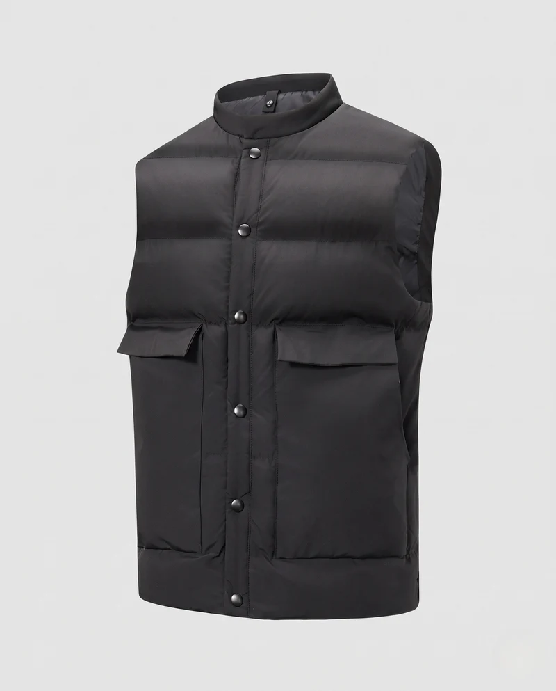 Herren Minimalistische Thermo-Utility-Weste mit Druckknopffront und großen Klappentaschen Nord Taschen