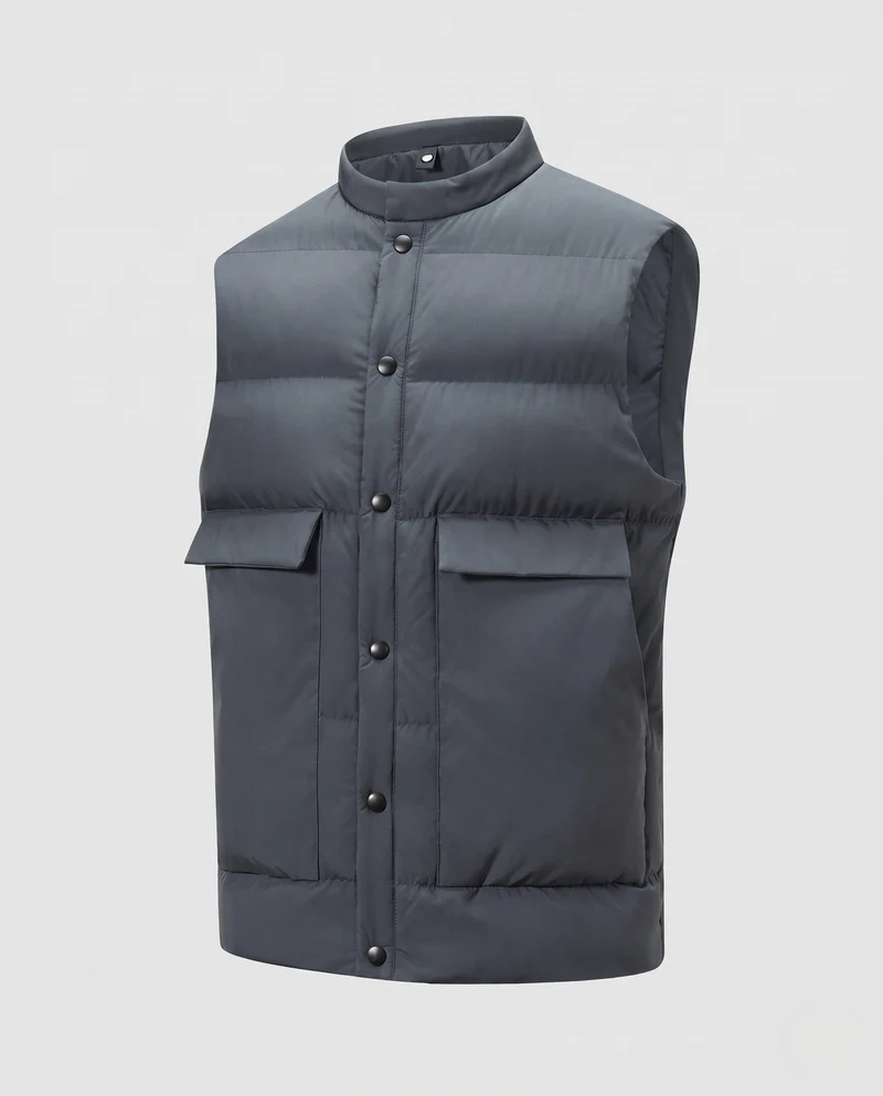 Herren Minimalistische Thermo-Utility-Weste mit Druckknopffront und großen Klappentaschen Nord Taschen