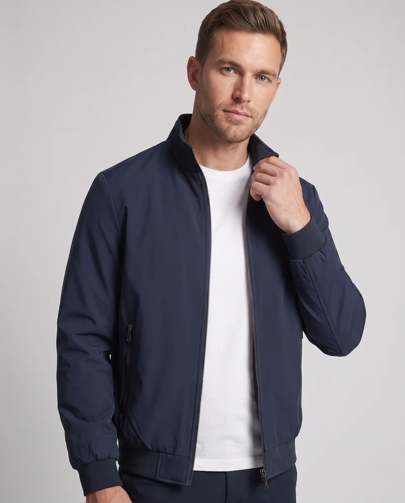 Herren Moderne Stehkragen-Utility-Bomberjacke mit diamantgesteppter Thermoisolierung Nord Taschen