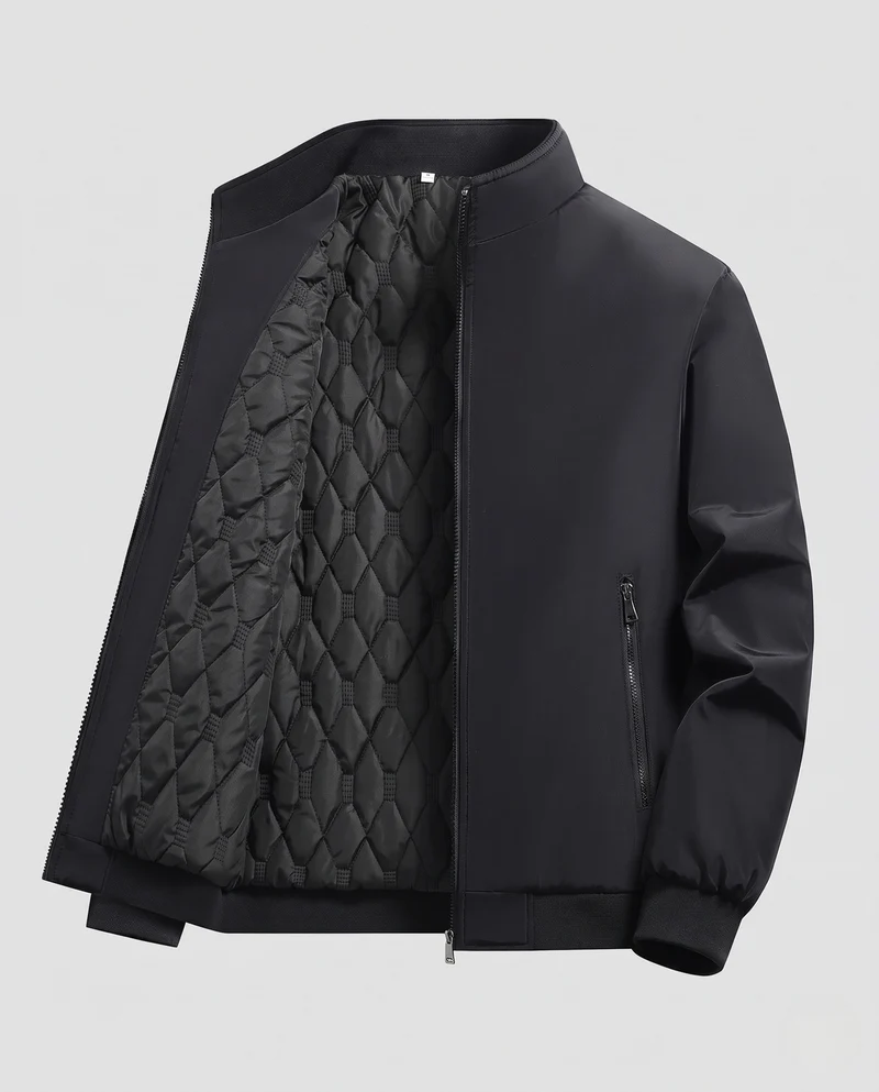 Herren Moderne Stehkragen-Utility-Bomberjacke mit diamantgesteppter Thermoisolierung Nord Taschen