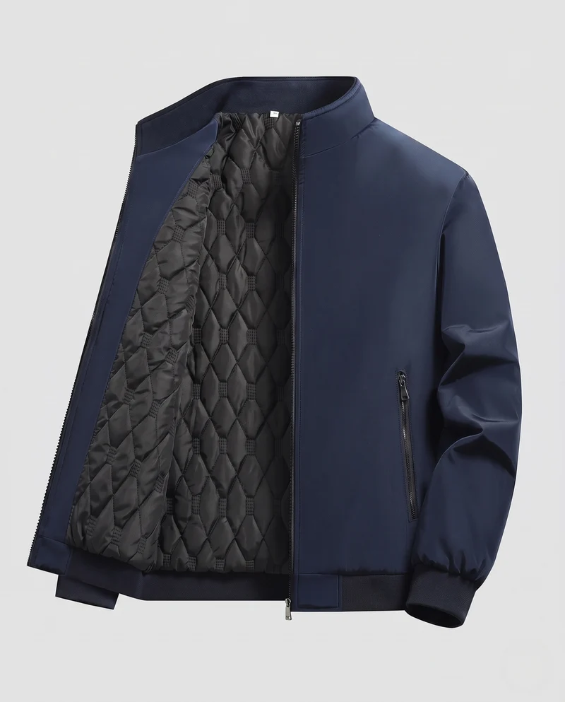 Herren Moderne Stehkragen-Utility-Bomberjacke mit diamantgesteppter Thermoisolierung Nord Taschen