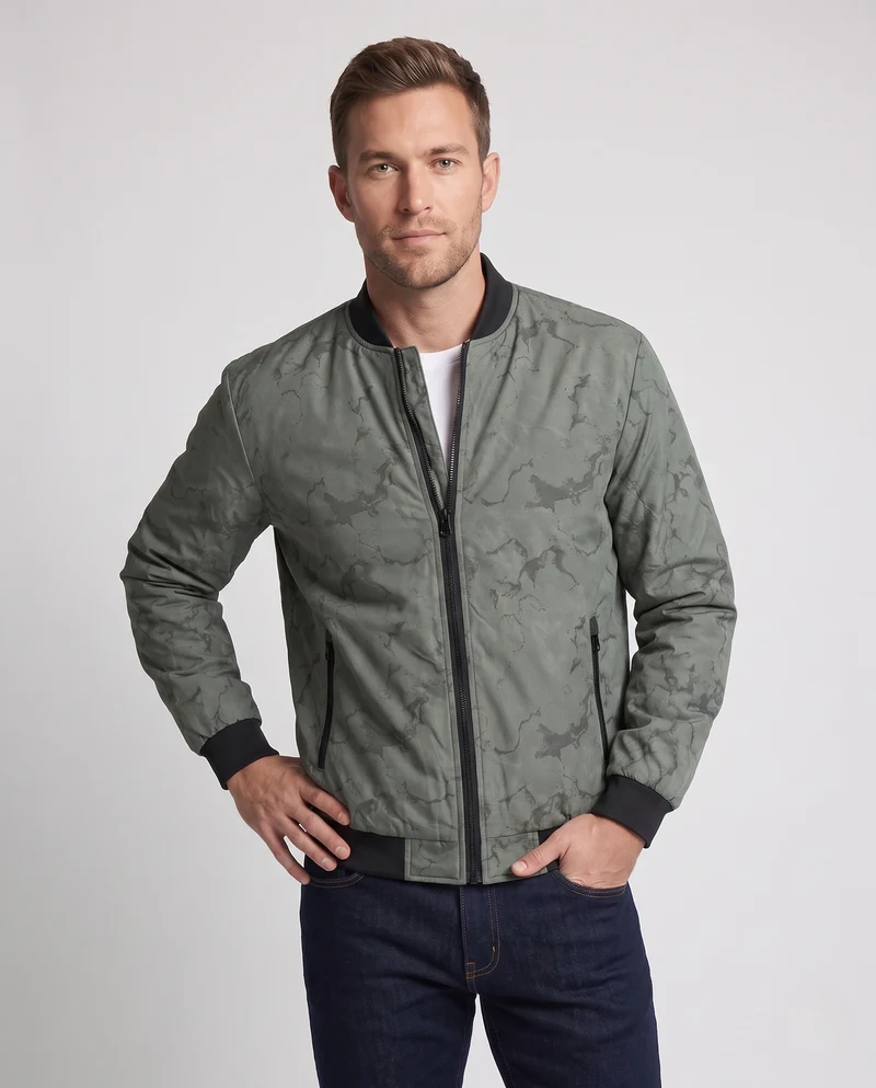 Herren Gefütterte Bomberjacke mit Teddyfutter und Camouflageoptik Nord Taschen
