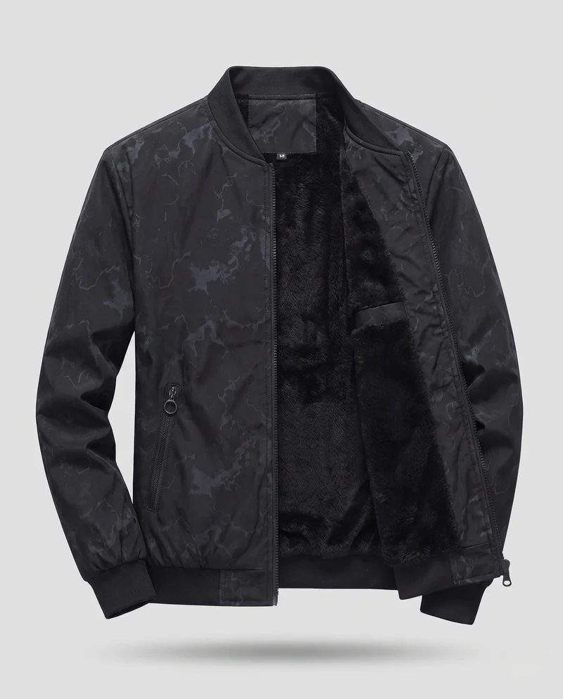 Herren Gefütterte Bomberjacke mit Teddyfutter und Camouflageoptik Nord Taschen