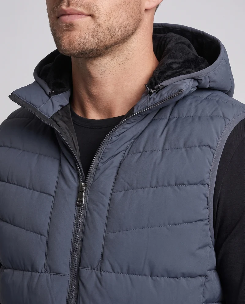 Herren Gefütterte Kapuzen-Steppweste mit Thermofutter und winddichter Außenlage Nord Taschen