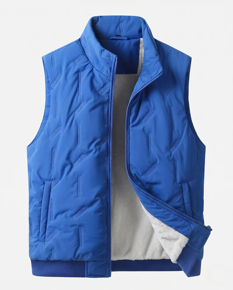 Herren Gefütterte Teddy‑Fleece‑Steppweste mit hohem Kragen und Sherpa‑Innenfutter Nord Taschen