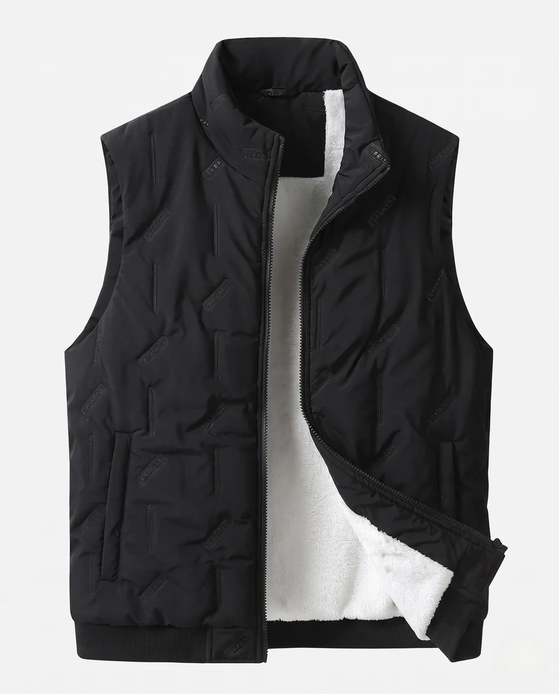Herren Gefütterte Teddy‑Fleece‑Steppweste mit hohem Kragen und Sherpa‑Innenfutter Nord Taschen