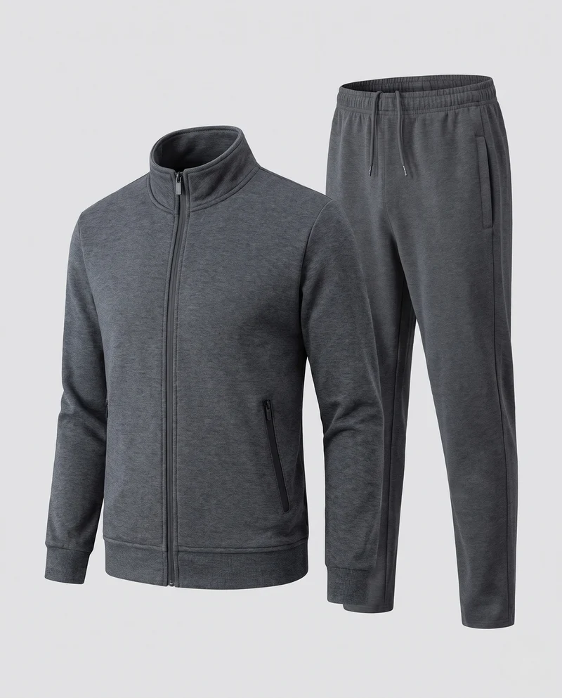 Herren Modernes Freizeit-Jogginganzug-Set aus Performance-Fleece mit Stehkragen und Reißverschlusstaschen Nord Taschen