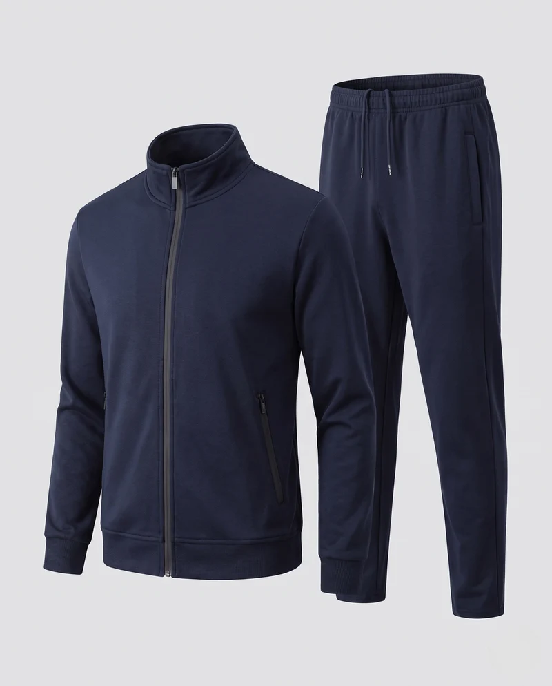 Herren Modernes Freizeit-Jogginganzug-Set aus Performance-Fleece mit Stehkragen und Reißverschlusstaschen Nord Taschen