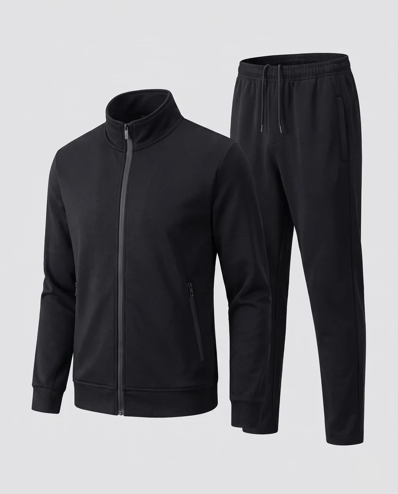 Herren Modernes Freizeit-Jogginganzug-Set aus Performance-Fleece mit Stehkragen und Reißverschlusstaschen Nord Taschen