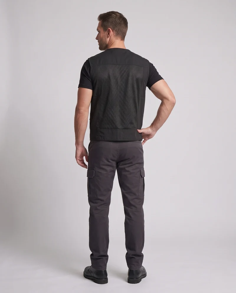Herren Multifunktionale Cargo-Einsatzweste mit Reißverschluss, Mesh-Innenfutter und D-Ring Nord Taschen