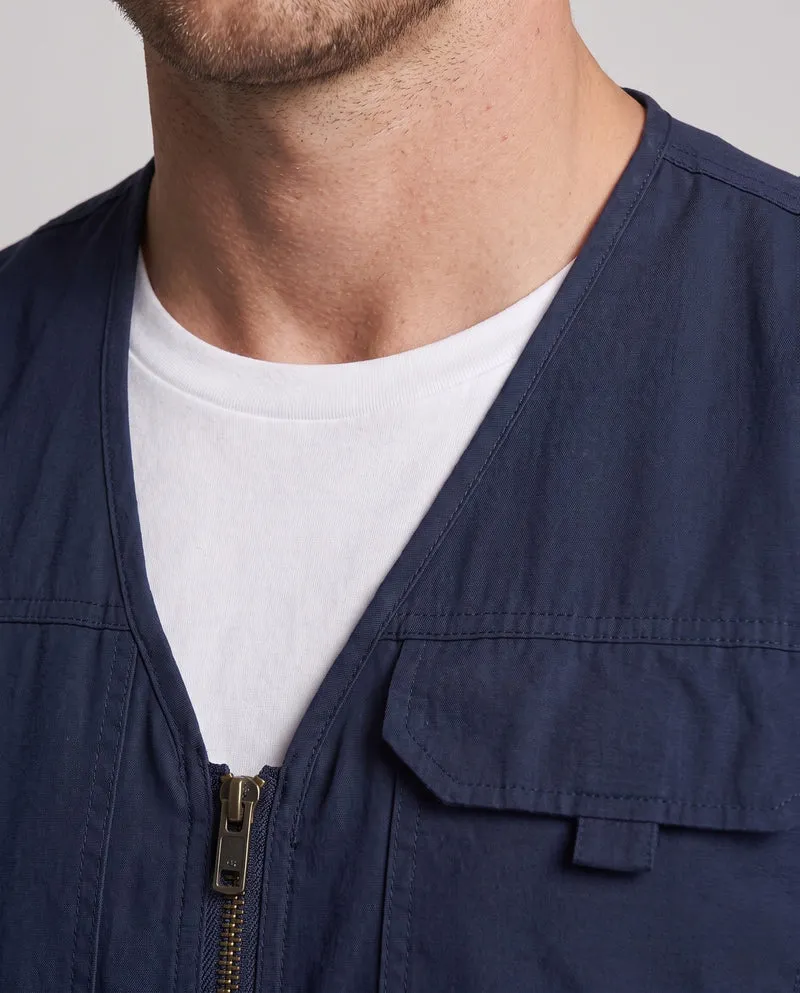 Herren Multifunktionale Cargo-Utility-Weste mit Reißverschluss, Mesh‑Futter und D‑Ring Nord Taschen