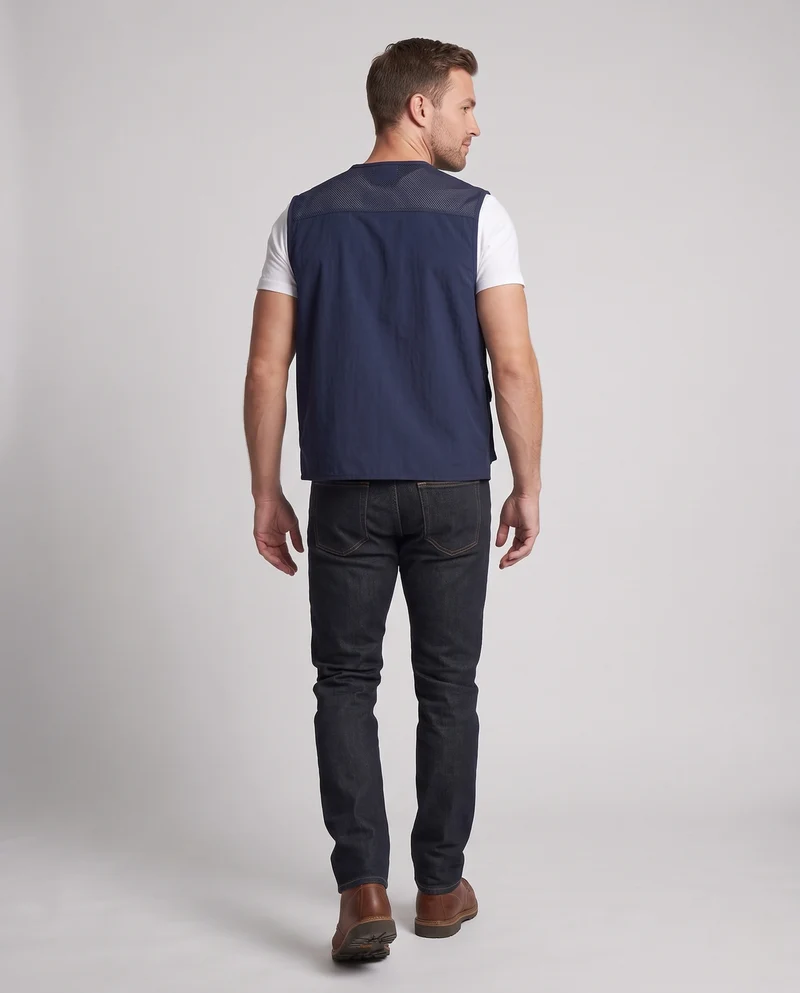 Herren Multifunktionale Cargo-Utility-Weste mit Reißverschluss, Mesh‑Futter und D‑Ring Nord Taschen