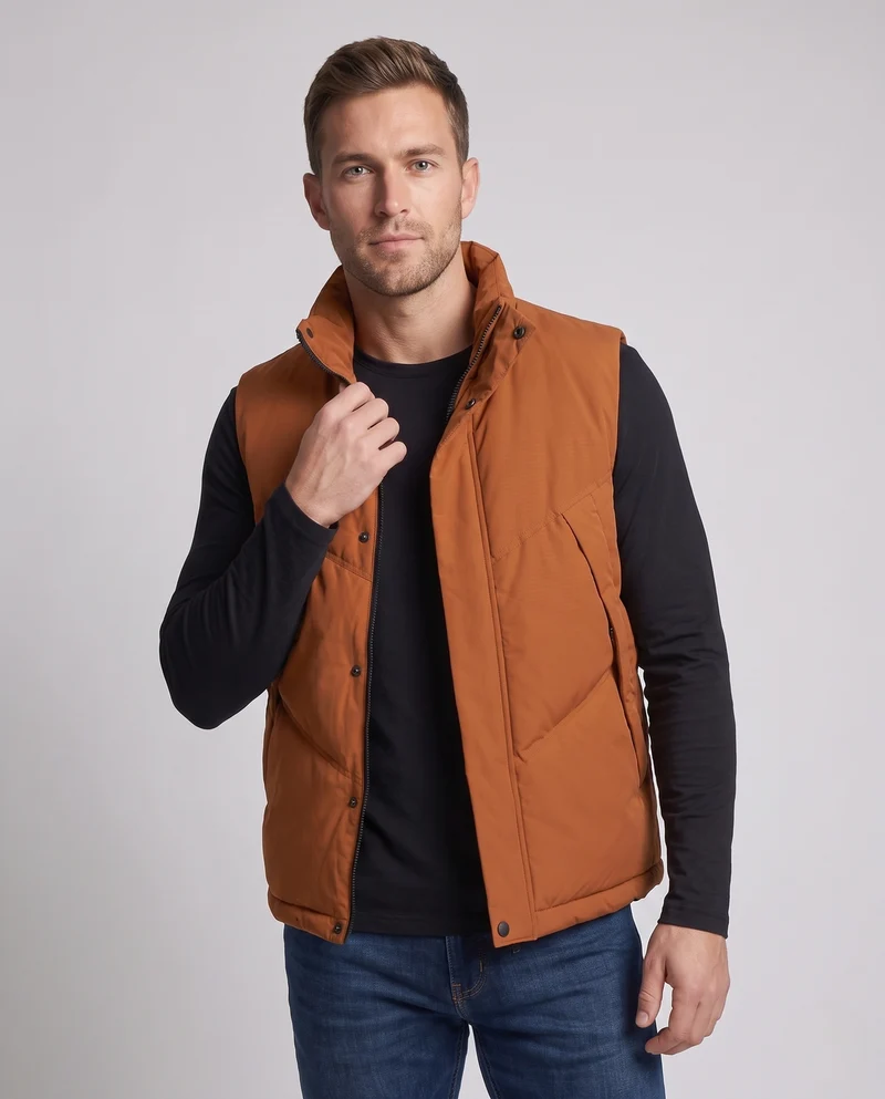 Herren Steppweste mit Thermoisolierung, hohem Stehkragen und verstellbarem Saum Nord Taschen