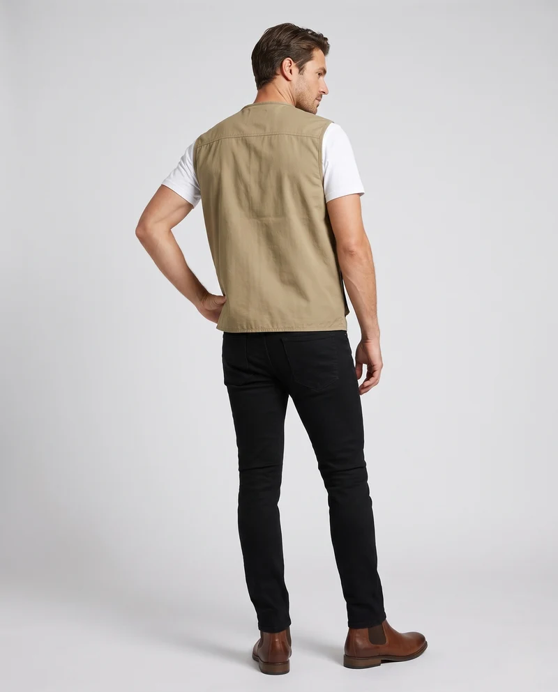 Herren Taktik-inspirierte Cargo-Weste mit Leichtnylon, Mehrfachklappentaschen und D-Ring Nord Taschen