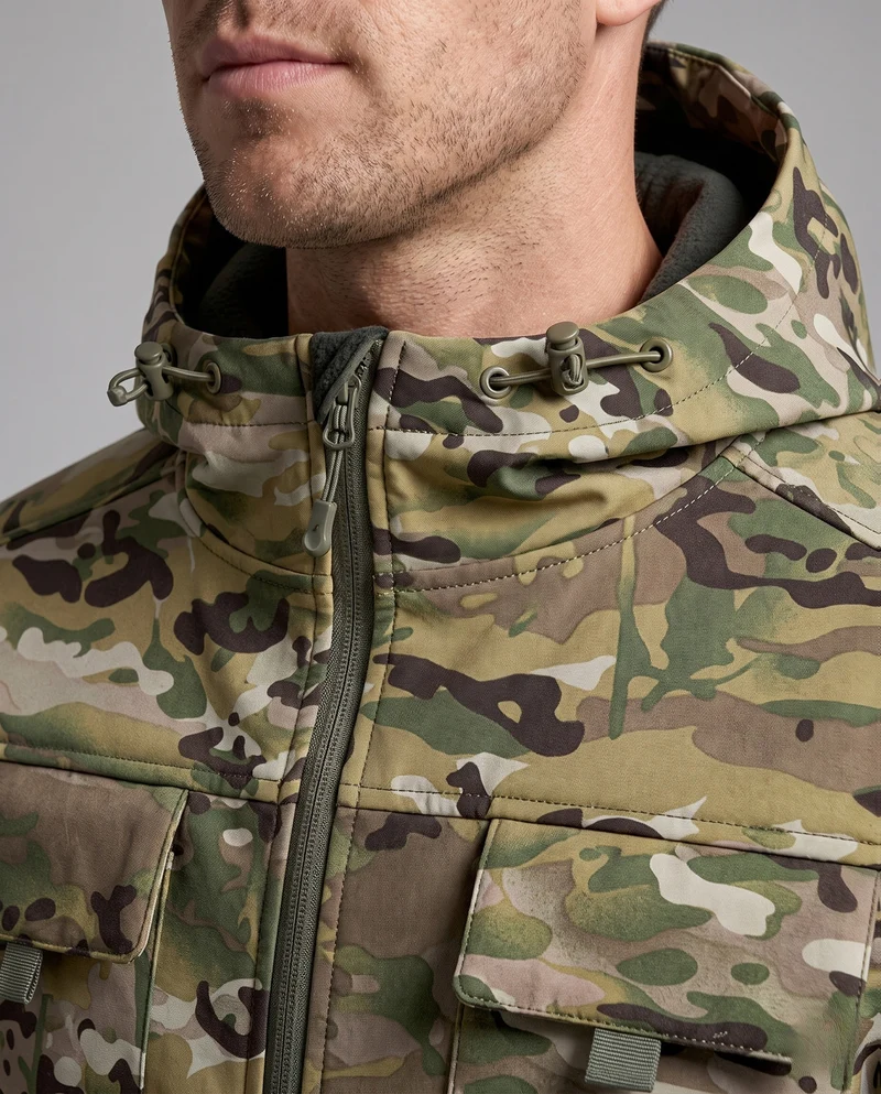 Herren Taktische Softshell-Jacke mit Kapuze, Multifunktionstaschen und Zip-Ärmeln Nord Taschen