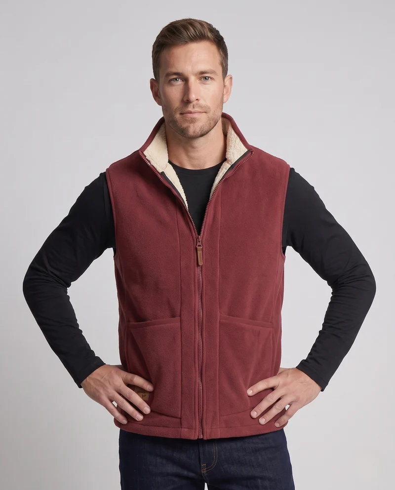 Herren Warmgefütterte Fleece‑Teddyweste mit hohem Stehkragen, kuscheligem Sherpa‑Futter und Fronttaschen Nord Taschen