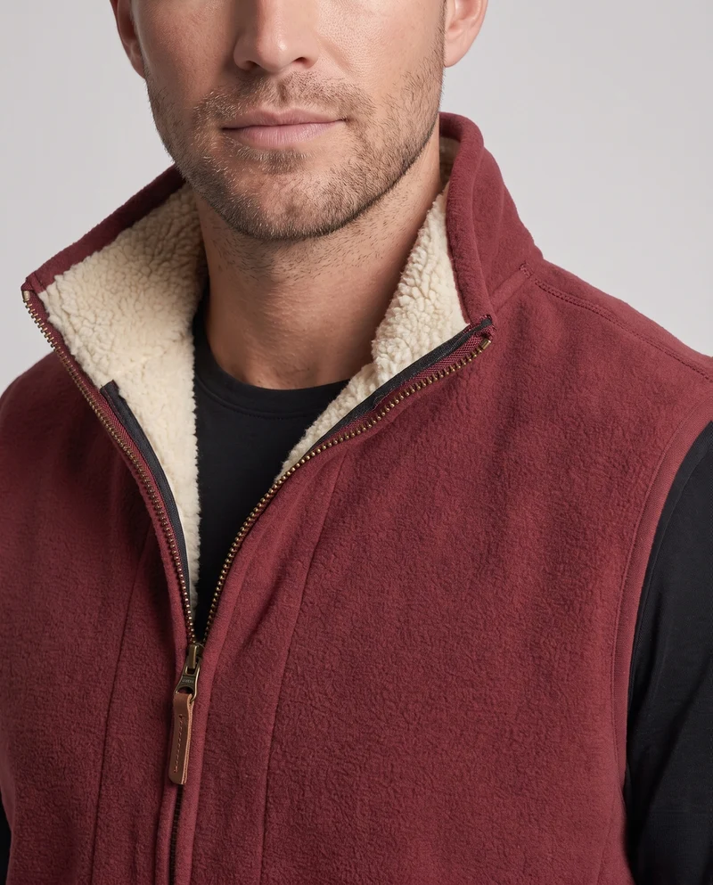 Herren Warmgefütterte Fleece‑Teddyweste mit hohem Stehkragen, kuscheligem Sherpa‑Futter und Fronttaschen Nord Taschen