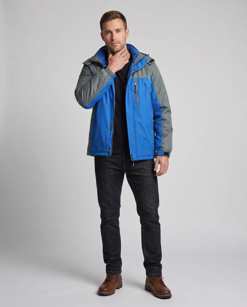 Herren wasser- und winddichte gefütterte Outdoor-Skijacke mit abnehmbarer Kapuze und Thermofutter Nord Taschen