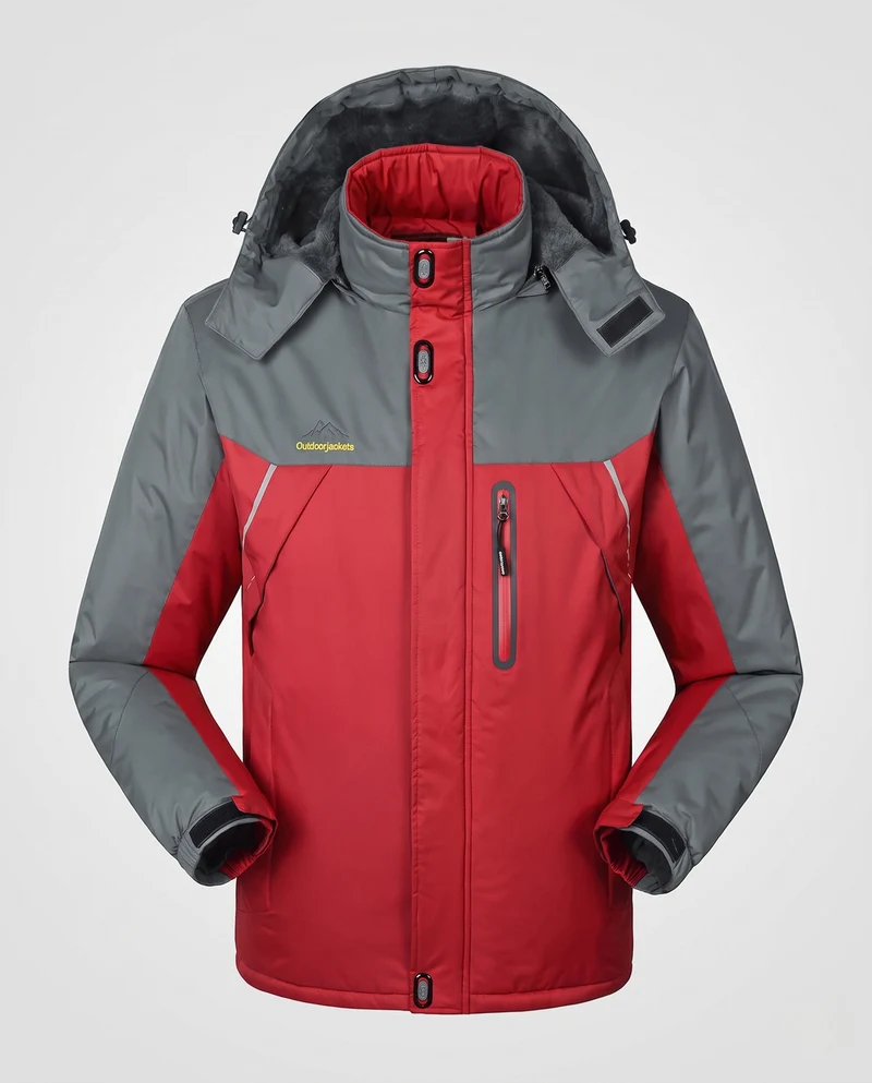Herren wasser- und winddichte gefütterte Outdoor-Skijacke mit abnehmbarer Kapuze und Thermofutter Nord Taschen