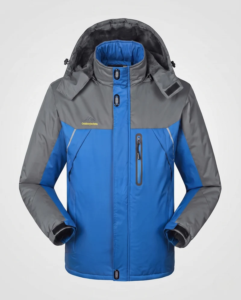 Herren wasser- und winddichte gefütterte Outdoor-Skijacke mit abnehmbarer Kapuze und Thermofutter Nord Taschen