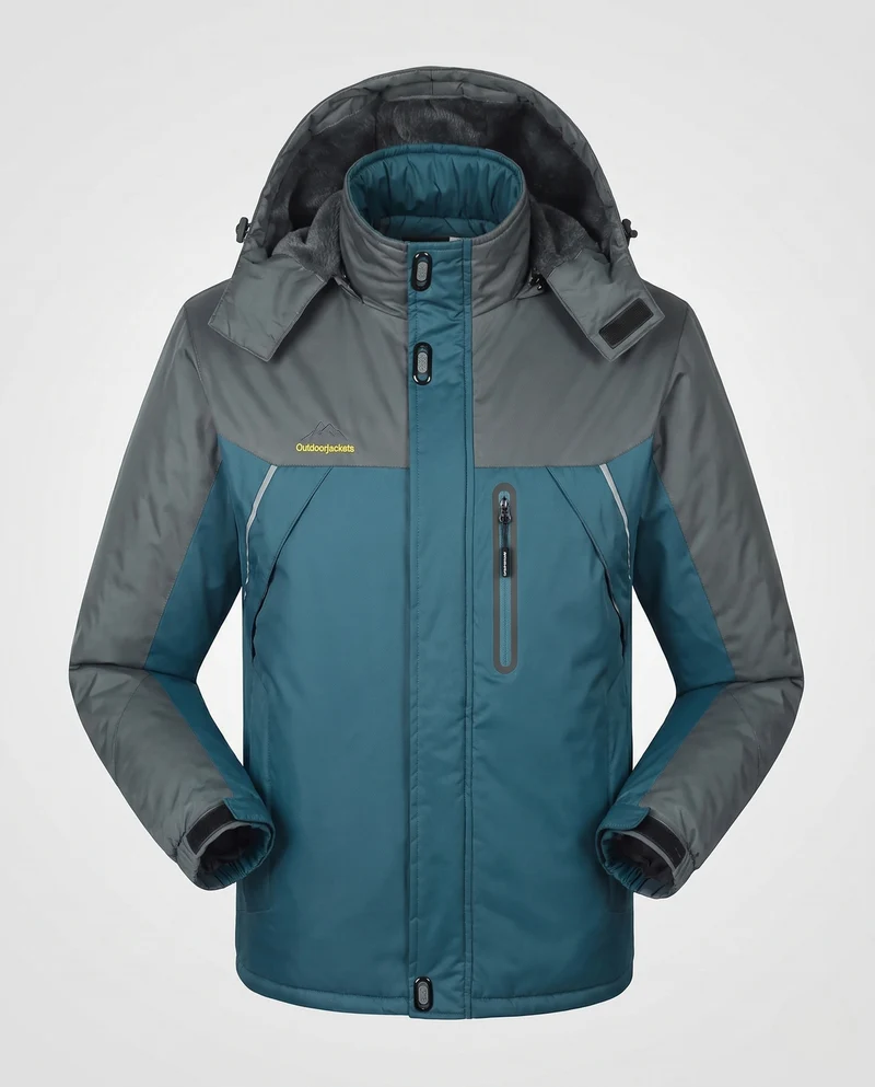 Herren wasser- und winddichte gefütterte Outdoor-Skijacke mit abnehmbarer Kapuze und Thermofutter Nord Taschen