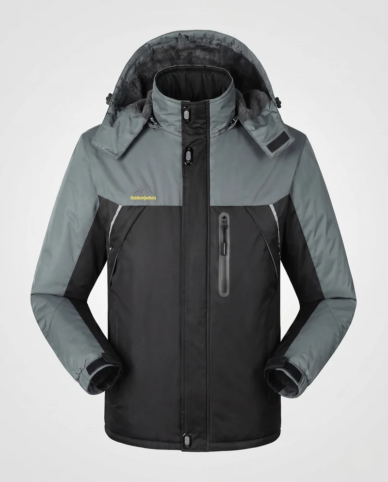 Herren wasser- und winddichte gefütterte Outdoor-Skijacke mit abnehmbarer Kapuze und Thermofutter Nord Taschen