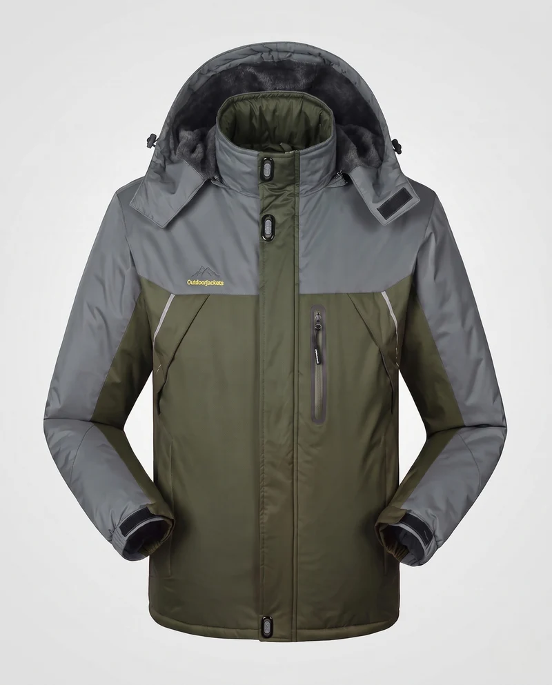 Herren wasser- und winddichte gefütterte Outdoor-Skijacke mit abnehmbarer Kapuze und Thermofutter Nord Taschen